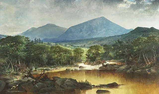 Photograph: oil painting, mountain landscape